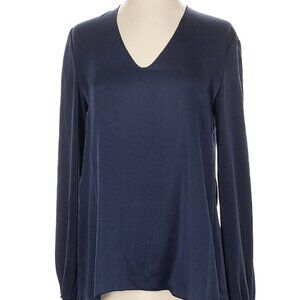 Elizabeth and James Astrid blue blouse Silky Satin Top pullover sz medium